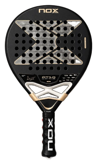 Pala NOX AT10 Genius 18K · Negro y oro, vista frontal